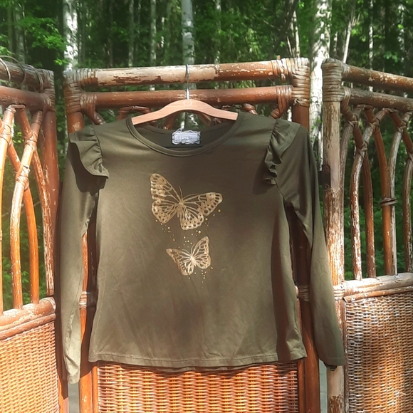 ☘️Btween Butterfly Girls Shirt 🦋 - Picture 1 of 6